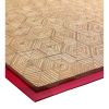 Paige 18 Inch Hexagon Illusion Wood Side Table, Brown, Red