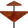 Geo Collection 21 Inch Triangular Acacia Wood Accent End Table with 2 Tier Tabletops, Brown, Black