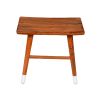 18 Inch Rectangular Acacia Wooden Side Table with Angled Legs, Warm Brown