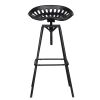 38 Inch Industrial Metal Barstool with Footrest, Swivel, Adjustable Seat Height, Angled Legs, Black