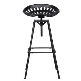 38 Inch Industrial Metal Barstool with Footrest, Swivel, Adjustable Seat Height, Angled Legs, Black