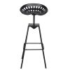 38 Inch Industrial Metal Barstool with Footrest, Swivel, Adjustable Seat Height, Angled Legs, Black