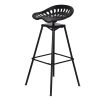 38 Inch Industrial Metal Barstool with Footrest, Swivel, Adjustable Seat Height, Angled Legs, Black
