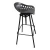 38 Inch Industrial Metal Barstool with Footrest, Swivel, Adjustable Seat Height, Angled Legs, Black