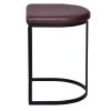 26 Inch Counter Height Stool with Vegan Faux Leather Upholstery, Black Iron Frame, Dark Brown
