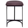 26 Inch Counter Height Stool with Vegan Faux Leather Upholstery, Black Iron Frame, Dark Brown