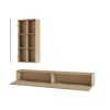Carl 69 Inch Wall Mount TV Console Media Entertainment Center, 2 Piece Set With Cabinet, Natural