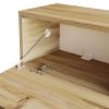 Carl 69 Inch Wall Mount TV Console Media Entertainment Center, 2 Piece Set With Cabinet, Natural