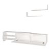 72 Inch Wood TV Console Entertainment Media Center with Storage 3 Piece Set, 2 Floating Wall Shelves, White