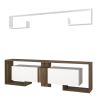 71 Inch Wooden TV Console Entertainment Media Center, 2 Piece Set, Wall Mounted Floating Shelf, White, Brown