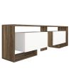 71 Inch Wooden TV Console Entertainment Media Center, 2 Piece Set, Wall Mounted Floating Shelf, White, Brown