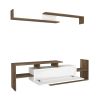 Seth 60 Inch Modern Wooden TV Console Entertainment Center with Floating Wall Shelf, 2 Piece Set, White and Brown