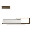 Seth 71 Inch Modern Wooden TV Console Entertainment Center with Floating Wall Shelf, 2 Piece Set, White and Brown