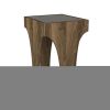 23 Inch Rectangular Glass Top Side Table, Chiseled Arch Panel Legs, Walnut, Smokey Black