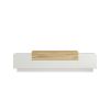 Belle 63 Inch Wooden TV Console Entertainment Media Center, 4 Drop Down Doors, White, Natural