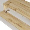 Belle 63 Inch Wooden TV Console Entertainment Media Center, 4 Drop Down Doors, White, Natural