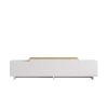 Belle 63 Inch Wooden TV Console Entertainment Media Center, 4 Drop Down Doors, White, Natural