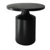 Zoe 20 Inch Modern Round Iron Side Table with Pedestal Base, Matte Black