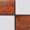 Byron 35 Inch Acacia Wood Square Coffee Table, 2 Slide Out Storage, White, Mahogany Brown