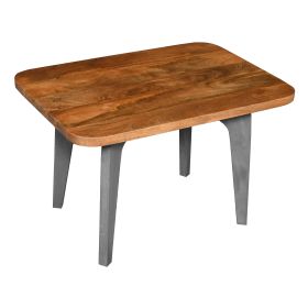 Wade 28 Inch Handcrafted Rectangular Coffee Table, Solid Natural Brown Mango Wood, Inverted U Shape Legs