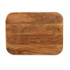 Wade 28 Inch Handcrafted Rectangular Coffee Table, Solid Natural Brown Mango Wood, Inverted U Shape Legs
