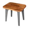 Wade 20 Inch Handcrafted Rectangular Side End Table, Solid Natural Brown Mango Wood, Inverted U Shape Legs
