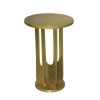 Cyrus 18 Inch Round Accent Side Table, Cast Aluminum, Arched Cut Out Frame, Brass