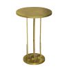 Cyrus 18 Inch Round Accent Side Table, Cast Aluminum, Arched Cut Out Frame, Brass
