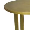 Cyrus 18 Inch Round Accent Side Table, Cast Aluminum, Arched Cut Out Frame, Brass