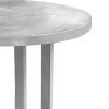 Cyrus 18 Inch Round Accent Side Table, Textured Top, Cast Aluminum, Arched Cut Out, Glossy Silver