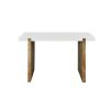 Kerry 48 Inch Rectangular Mango Wood Console Table, Sled Base, Glossy White, Natural Brown