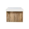 Kerry 38 Inch Mango Wood Coffee Table, Rectangular, Sled Base, Glossy White, Natural Brown