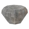 30 Inch Modern Art Coffee Table, 3D Diamond Shape, Solid Mango Wood, Weathered Gray