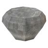 30 Inch Modern Art Coffee Table, 3D Diamond Shape, Solid Mango Wood, Weathered Gray