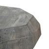 30 Inch Modern Art Coffee Table, 3D Diamond Shape, Solid Mango Wood, Weathered Gray