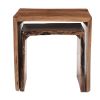 20, 17 Inch Handcrafted Acacia Wood Nesting End Tables, Live Edge Wood in Natural Brown Finish