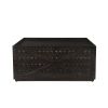 38 Inch Handcrafted Mango Wood Square Coffee Table, Artisanal Carved Mesh Base, Black