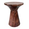 21 Inch Round Side Accent Table, Aluminum Sheet, Enamel Coating, Dark Brown