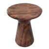 21 Inch Round Side Accent Table, Aluminum Sheet, Enamel Coating, Dark Brown