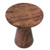 21 Inch Round Side Accent Table, Aluminum Sheet, Enamel Coating, Dark Brown