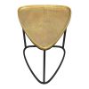 19 Inch Aluminum Side End Table, Iron Frame, Guitar Pick Shaped Top, Antique Brass, Black