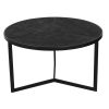 28, 20 Inch Round Nesting Coffee Table Set Of 2, Handcrafted Mango Wood Charcoal Gray Top, Black Iron Base
