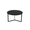 28, 20 Inch Round Nesting Coffee Table Set Of 2, Handcrafted Mango Wood Charcoal Gray Top, Black Iron Base