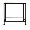Aurelia 20 Inch Artisanal Side End Table, Hammered Tray Top, Antique Bronze, Industrial Black Iron Frame
