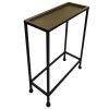 Aurelia 20 Inch Artisanal Side End Table, Hammered Tray Top, Antique Bronze, Industrial Black Iron Frame