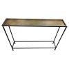 Aurelia 48 Inch Console Sofa Table, Artisanal Hammered Antique Bronze Tray Top, Industrial Black Iron Frame