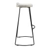 Tiva 30 Inch Handcrafted Backless Barstool, Whitewashed Mango Wood Saddle Seat, Black Metal Base
