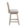 Jasmine 24" Handcrafted Rustic 360 Degree Swivel Counter Stool Chair, Distressed Oak Brown, Gray Seat Cushion