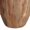 Handcarved Cylindrical Shape Round Mango Wood Distressed Wooden Side End Table, Brown