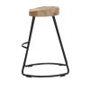 Ela 30 Inch Mango Wood Bar Stool, Saddle Seat, Iron Frame, Brown and Black